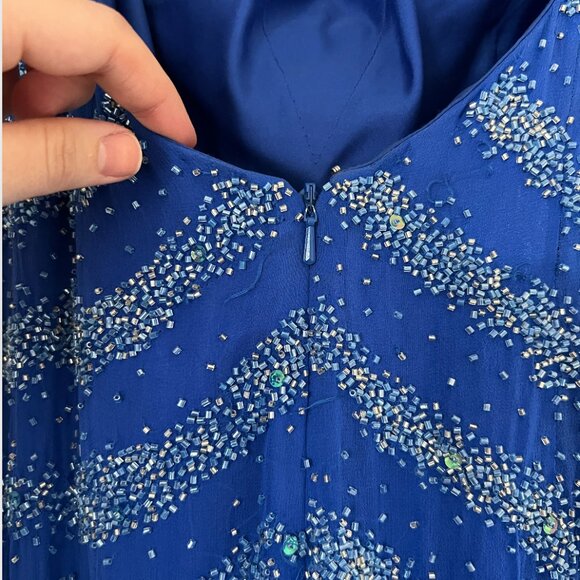 Blue Mermaid Skirt Prom Dress with beautiful beading -- only worn once! - Picture 4 of 10